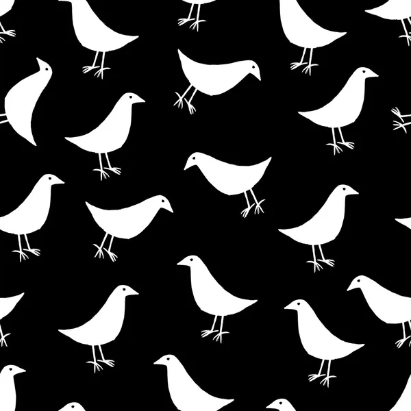 Patrón de aves monocromo — Vector de stock