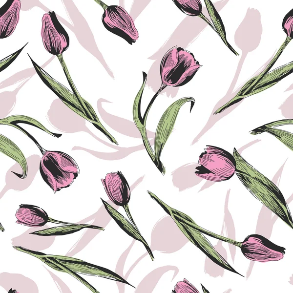 Tulipanes rosa patrón flor — Vector de stock