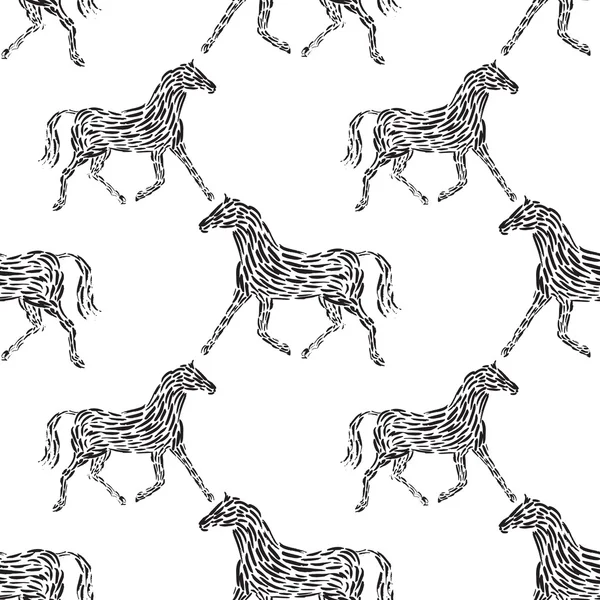 Patrón de caballo monocromo — Vector de stock