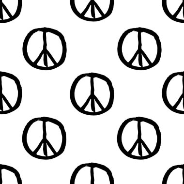 Barış hippi siyah-beyaz desen 