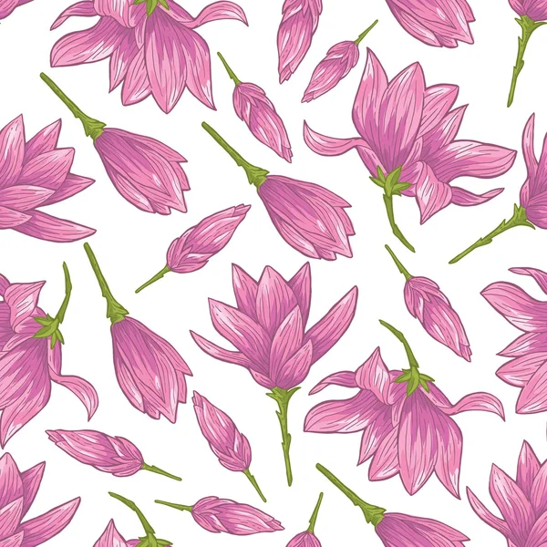 Flor rosa plantas patrón — Vector de stock