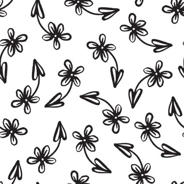 çiçekler siyah beyaz bitkiler yaprakları desen 