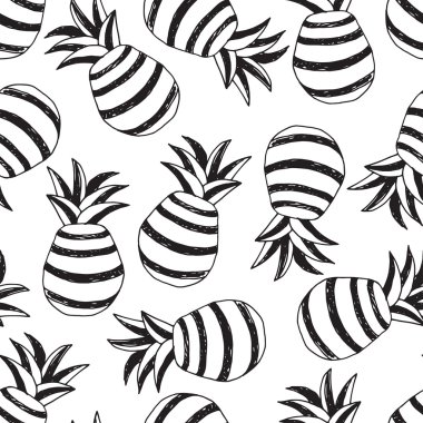 ananas siyah-beyaz desen 