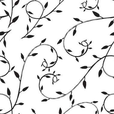 Dekoratif şube siyah-beyaz desen 