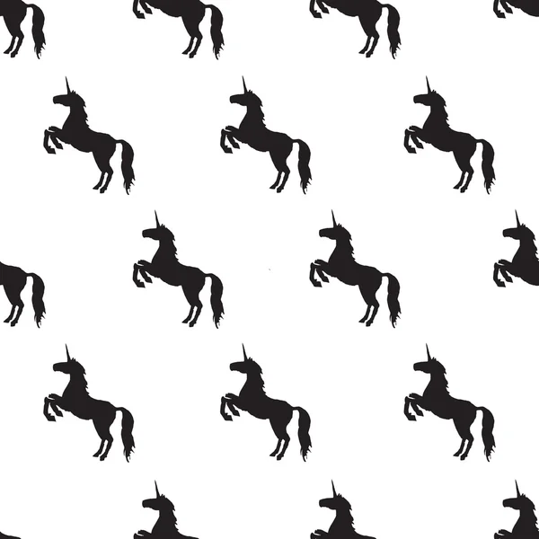 Unicorns black and white pattern — Stock Vector