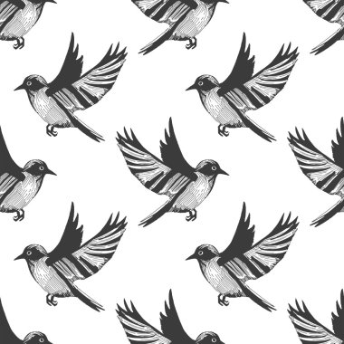 kuş siyah-beyaz desen 