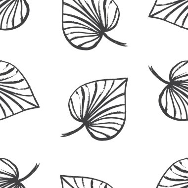 yaprak siyah-beyaz desen