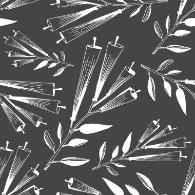 çiçek bud desen siyah ve beyaz