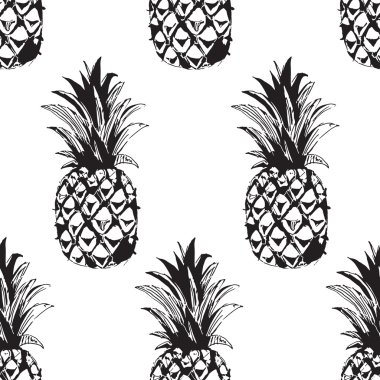 ananas siyah ve beyaz renk grafik tasarım deseni