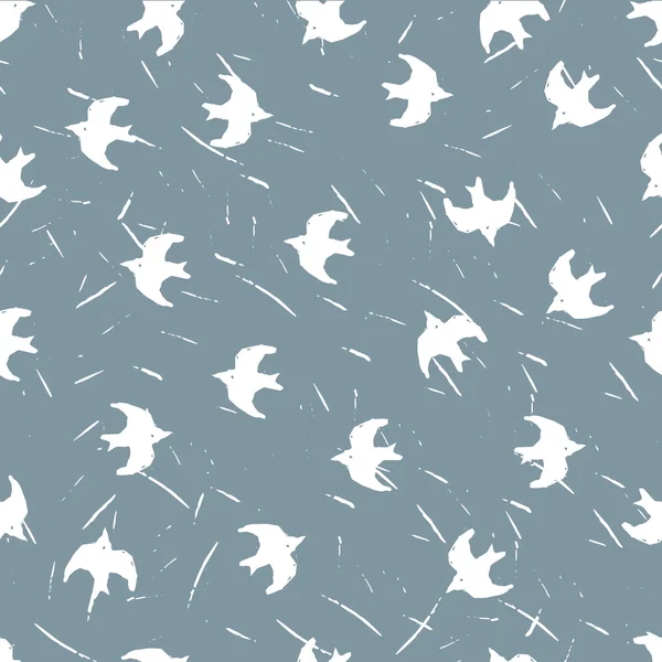 White bird pattern blue background — Stock Vector