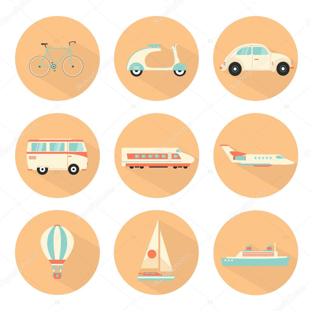 transport icons set