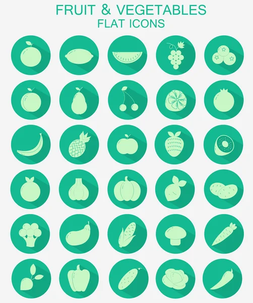 Iconos de frutas y verduras — Vector de stock