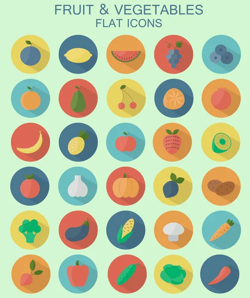 Iconos de frutas y verduras — Vector de stock