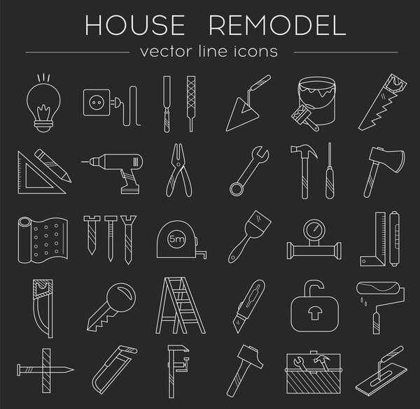 flat line tools icons