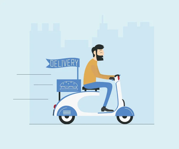 Consegna uomo guida scooter — Vettoriale Stock