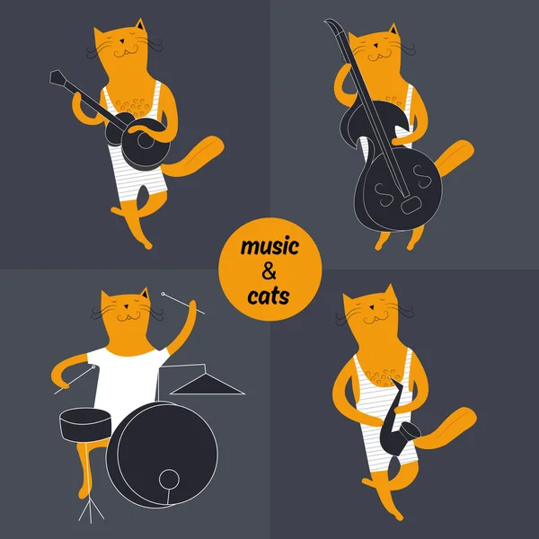 Banda de jazz gato músico — Vector de stock