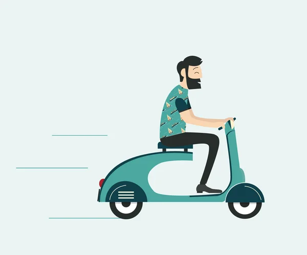 Man riding scooter — Stock Vector