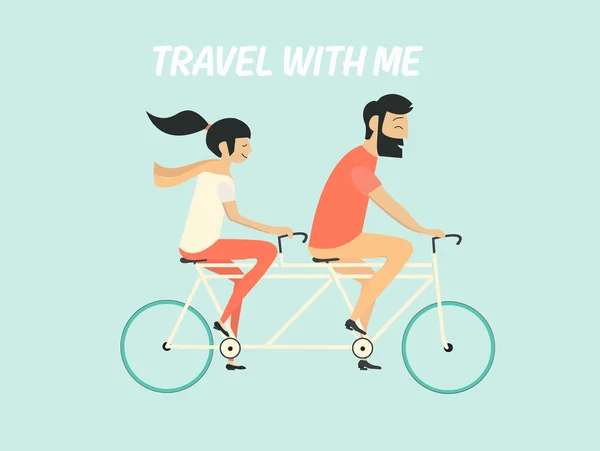 Couple à vélo — Image vectorielle