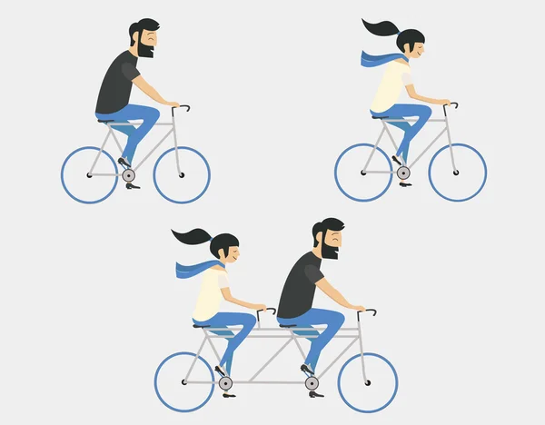 Pasangan naik sepeda - Stok Vektor