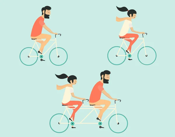 Couple à vélo — Image vectorielle