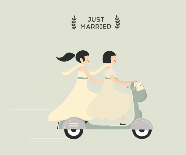 结婚的女同性恋夫妇 — 图库矢量图片