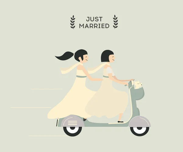 Boda lesbianas pareja — Vector de stock