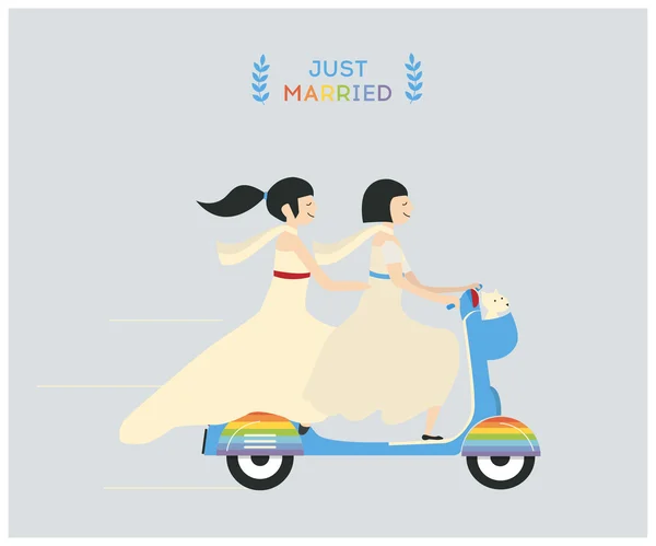 Boda lesbianas pareja — Vector de stock