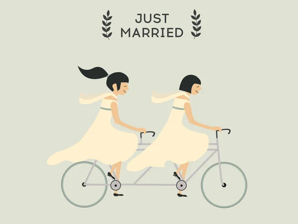 结婚的女同性恋夫妇 — 图库矢量图片