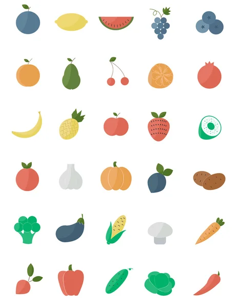 Iconos de frutas y verduras — Vector de stock