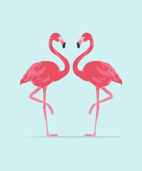 Vector illustration pink flamingo couple — Stock Vector