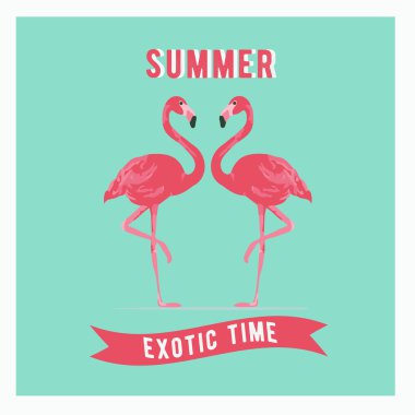 Vektör çizim pembe flamingo Çift