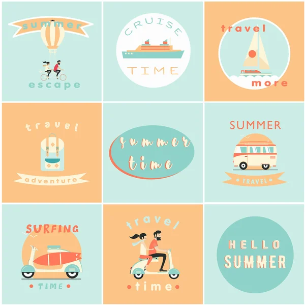 Set von Sommer-Logo-Vektor-Illustration. — Stockvektor