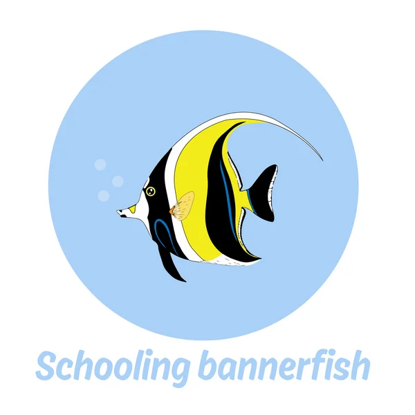 Escolarización inscripción bannerfish con pescado Vector de stock