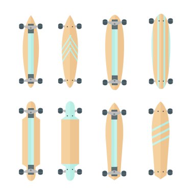 Longboards vektör kümesi. 