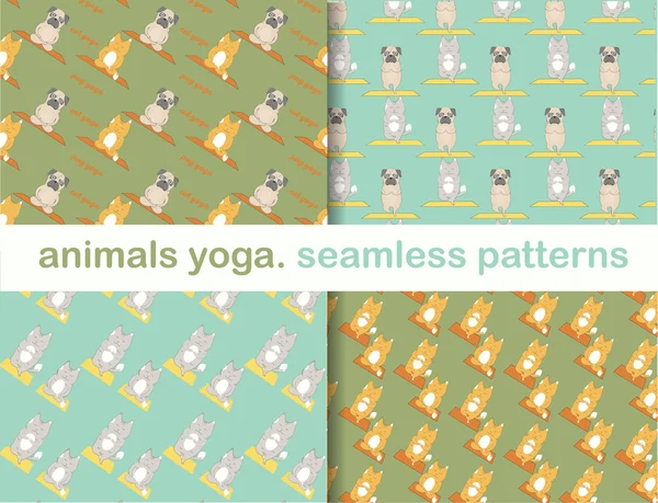 Conjunto de animales patrón de yoga . — Vector de stock