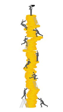 Madeni para kulesi inşa eden işadamlarıyla finansal büyüme sorunu.