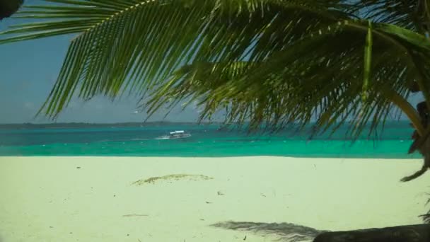 Hermosa Playa Tropical Con Palmeras Aguas Turquesas Laguna Filipinas — Vídeo de stock