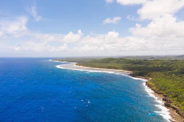 Costa Rochosa Uma Ilha Tropical Siargao Filipinas Seascape Com Palmeiras — Fotografia de Stock