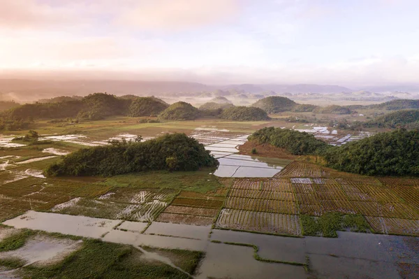 Landskap Med Jordbruksmark Och Gröna Kullar Flygutsikt Luzon Island Filippinerna — Stockfoto