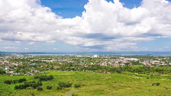 Paisagem Tropical Com Panorama Tacloban Vista Aérea Cidade Céu Com — Fotografia de Stock