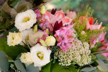 Bir buket karışık çiçek. Güzel bir buket çiçek..