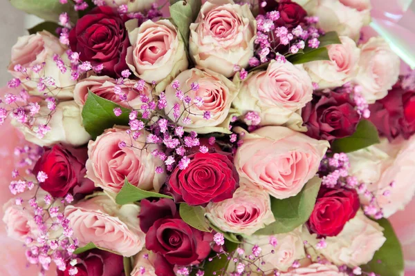 Big Roses Bouquet Krásná Kytice Růží Pozadí Růžových Růží — Stock fotografie