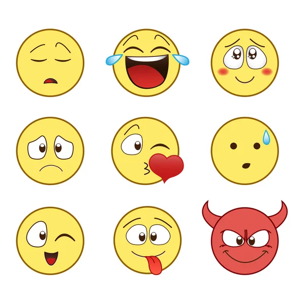 Emoticonsatz — Stockvektor