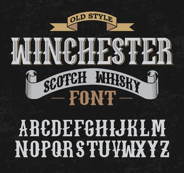 Winchester Etikettenschrift mit Dekorationsdesign. alter Stil. — Stockvektor