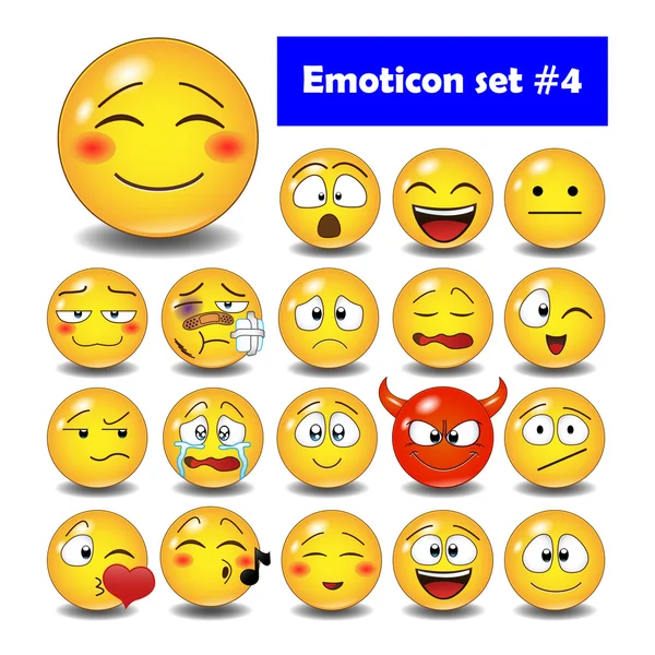 Set emoticon tersenyum lucu - Stok Vektor