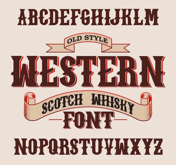 Западный шрифт этикетки с оформлением . — стоковый вектор