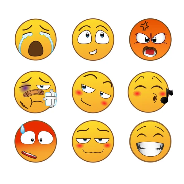 Yellow emotions set — Stock Vector