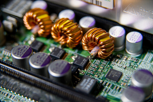 Computer motherboard closeup 