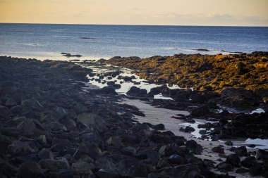 İzlanda Kayalık Kıyı Hattı Gelgit Havuzu Altında