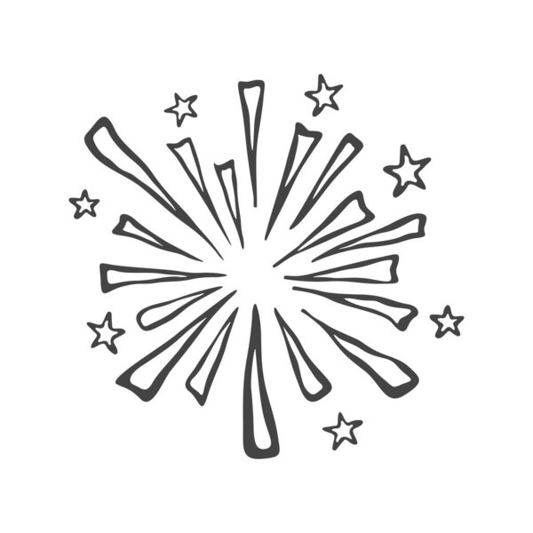 Firework spark doodle silhouette, Firework silhouette, 4th of July firework svg, Firework doodle svg, Firework icon, Firework vector.